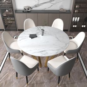59.1" Affordable Luxury Modern Round Sintered Stone Dining Table White Seats 6-8 People 59.1" Affordable Luxury Modern Round Sintered Stone Dining Table White Seats 6-8 People