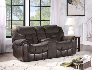 Easy-care Loveseat with Pleated Back - Ultra-Plush Fabric, Leatherette - Multi-Function Drop-Down Console Easy-care Loveseat with Pleated Back - Ultra-Plush Fabric, Leatherette - Multi-Function Drop-Down Console