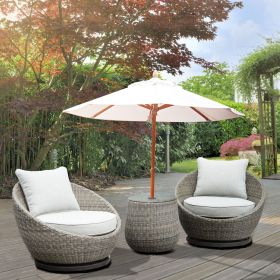 Cozy Outdoor Set - Swivel Woven Chairs, Side Table - All-Weather Resin Wicker, Powder-Coated Aluminum, Fully Assembled Cozy Outdoor Set - Swivel Woven Chairs, Side Table - All-Weather Resin Wicker, Powder-Coated Aluminum, Fully Assembled